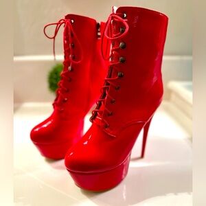 Shein red patent ankle boots. Size 45/11